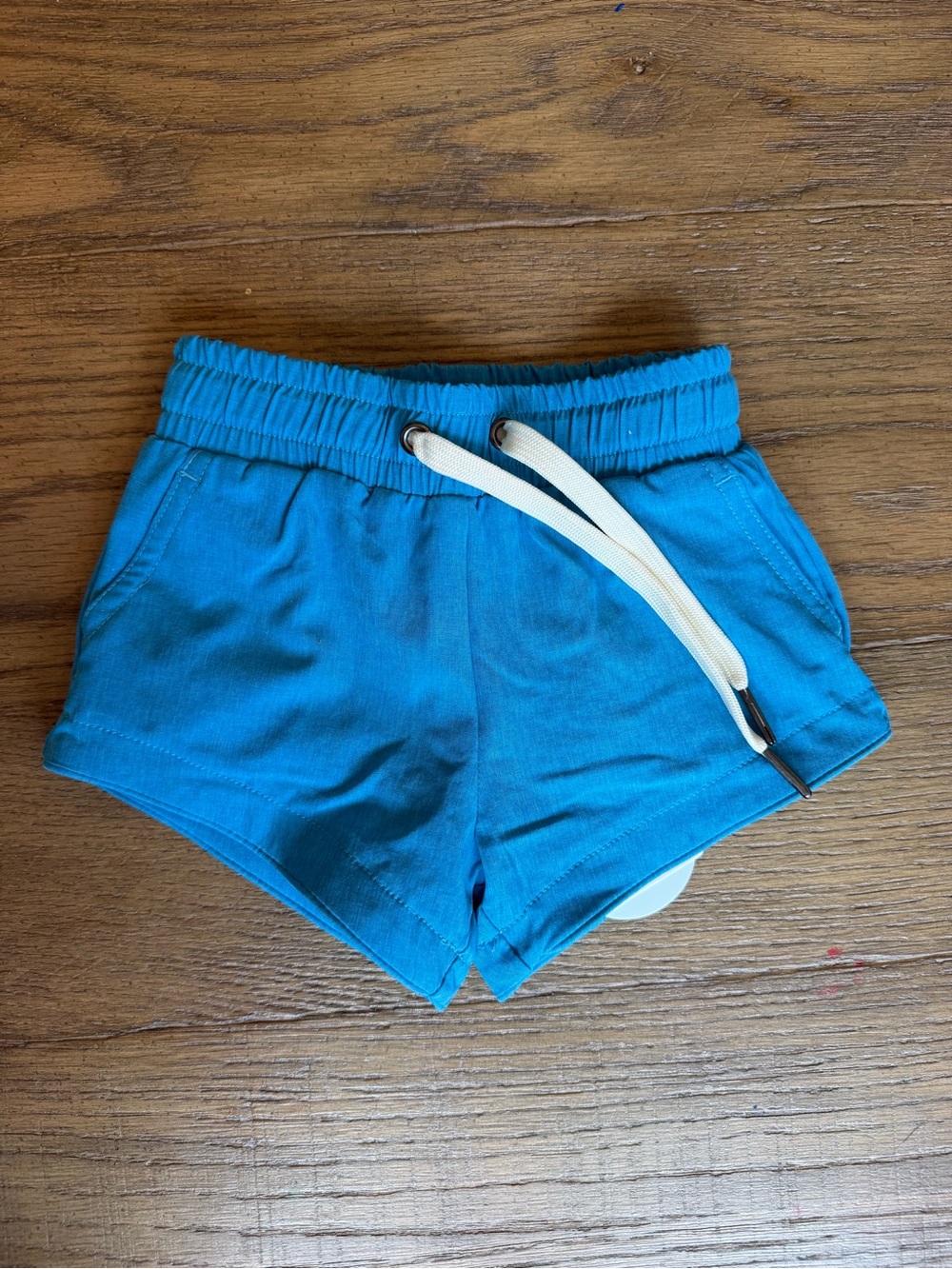SweetHoney Blue Kids Swim Trunks with White Drawstring